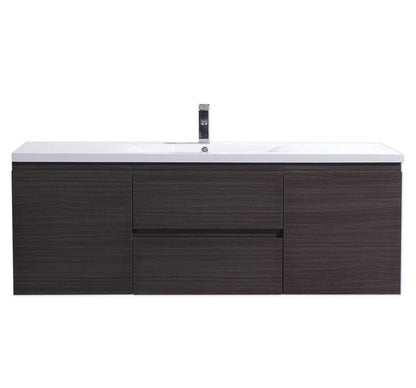 Bohemia Lina 60" Wall Mounted Bathroom Vanity with Reinforced Acrylic Integrated Sink Top