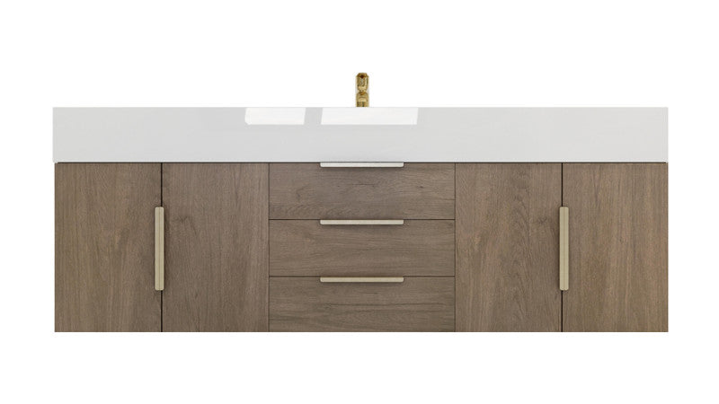 Bethany 60" Wall Mounted Bathroom Vanity with Reinforced Acrylic Integrated Sink Top
