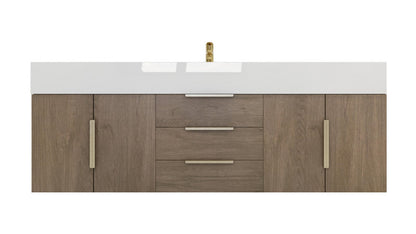Bethany 60" Wall Mounted Bathroom Vanity with Reinforced Acrylic Integrated Sink Top