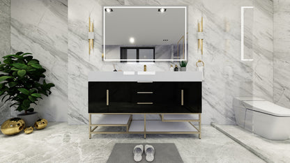 Bethany 60" Freestanding Bathroom Vanity with Reinforced Acrylic Integrated Sink Top
