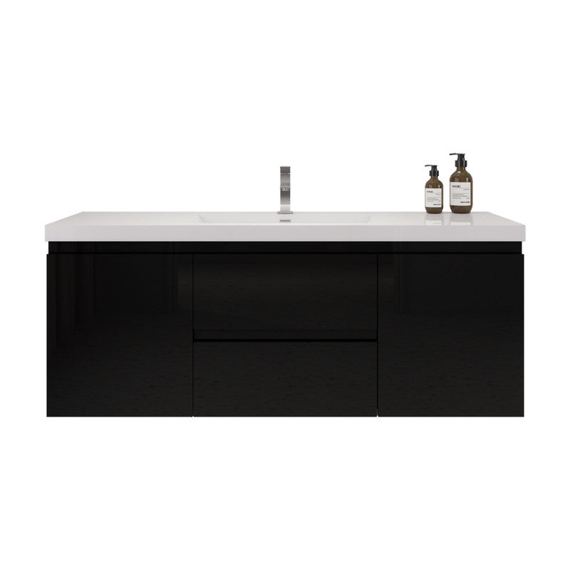 Bohemia Lina 60" Wall Mounted Bathroom Vanity with Reinforced Acrylic Integrated Sink Top