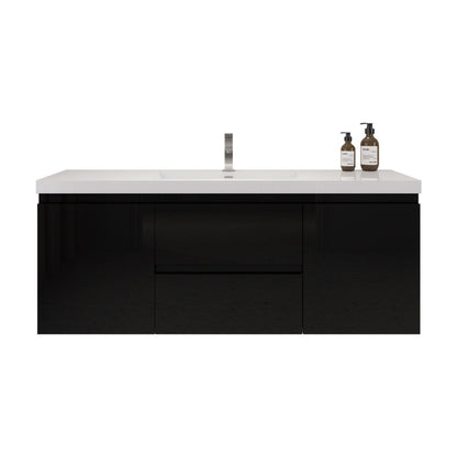 Bohemia Lina 60" Wall Mounted Bathroom Vanity with Reinforced Acrylic Integrated Sink Top