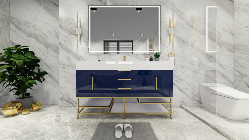 Bethany 60" Freestanding Bathroom Vanity with Reinforced Acrylic Integrated Sink Top