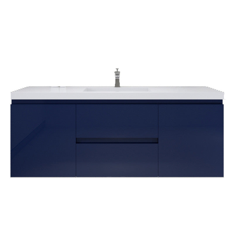 Bohemia Lina 60" Wall Mounted Bathroom Vanity with Reinforced Acrylic Integrated Sink Top