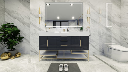 Bethany 60" Freestanding Bathroom Vanity with Reinforced Acrylic Integrated Sink Top