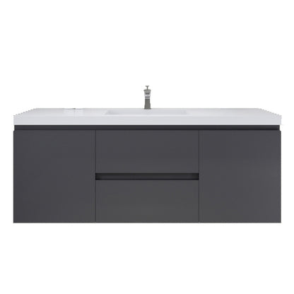Bohemia Lina 60" Wall Mounted Bathroom Vanity with Reinforced Acrylic Integrated Sink Top