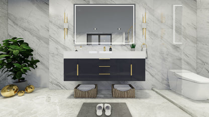 Bethany 60" Wall Mounted Bathroom Vanity with Reinforced Acrylic Integrated Sink Top