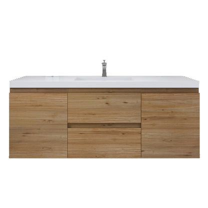 Bohemia Lina 60" Wall Mounted Bathroom Vanity with Reinforced Acrylic Integrated Sink Top