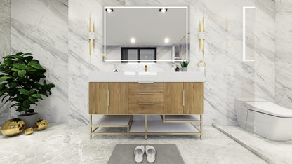 Bethany 60" Freestanding Bathroom Vanity with Reinforced Acrylic Integrated Sink Top