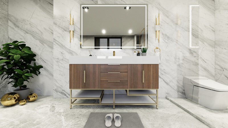 Bethany 60" Freestanding Bathroom Vanity with Reinforced Acrylic Integrated Sink Top