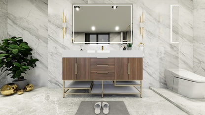 Bethany 60" Freestanding Bathroom Vanity with Reinforced Acrylic Integrated Sink Top
