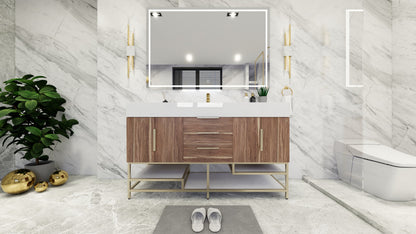 Bethany 60" Freestanding Bathroom Vanity with Reinforced Acrylic Integrated Sink Top