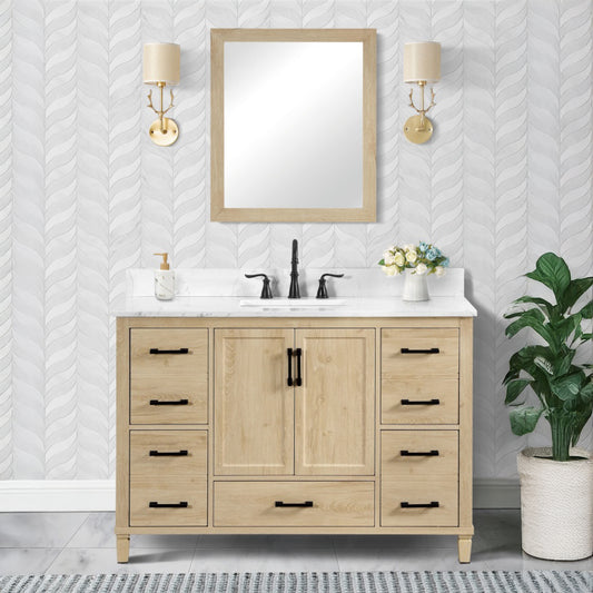 Aldrin 60" Freestanding Bathroom Vanity with Carrara White Engineered Stone Top and Vitreous China Undermount Sink