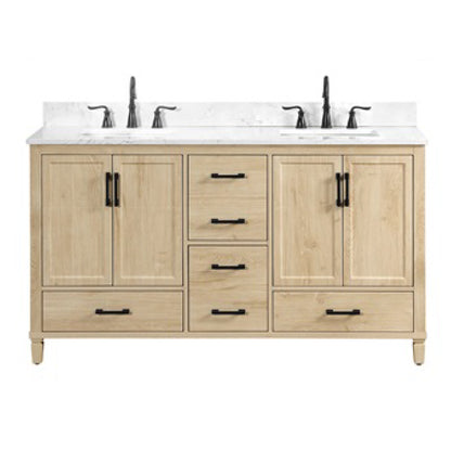 Aldrin 60" Freestanding Bathroom Vanity with Carrara White Engineered Stone Top and Vitreous China Undermount Sink
