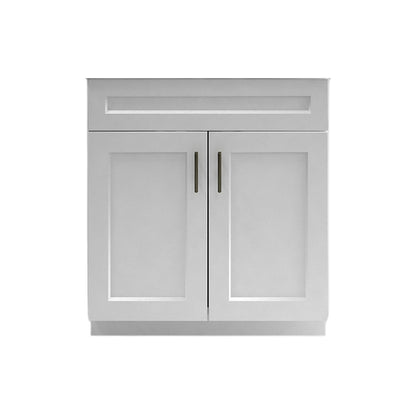 RTA White Shaker 30" Freestanding Bathroom Vanity Sink Base with Optional Quartz or Ceramic Countertop