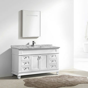 Castillo 60" Freestanding Vanity With Marble Top And Ceramic Sink