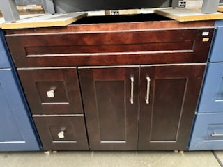 [CLEARANCE] 36" Espresso Single Sink Vanity Drawer Left [BASE ONLY]