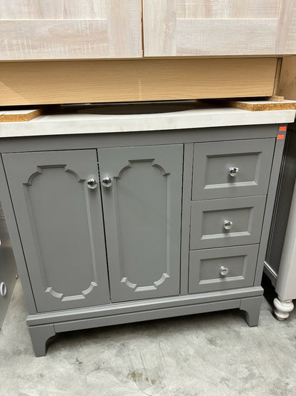 [CLEARANCE] Water Creation Queen 36"W Wood Single Bathroom Vanity in Cashmere Gray [BASE ONLY]