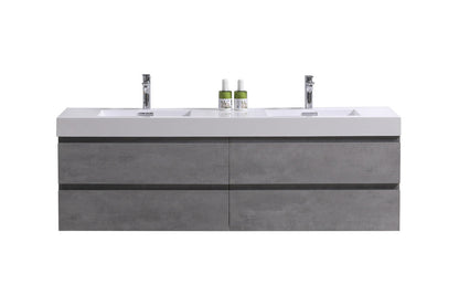 Fortune 84" Wall Mounted Bathroom Vanity with Reinforced Acrylic Integrated Sink Top