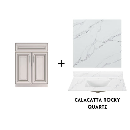 RTA Antique White Raised Panel 24" Freestanding Bathroom Vanity Sink Base with Optional Quartz or Ceramic Countertop