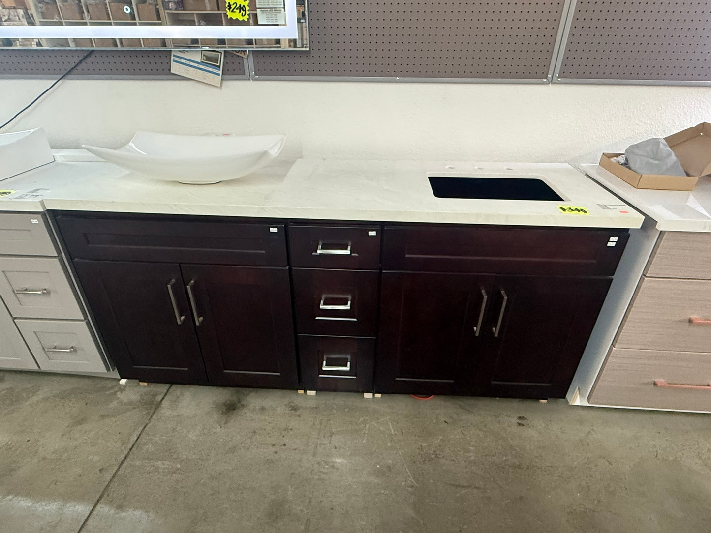 [CLEARANCE] 72" Espresso Shaker Vanity with 3 Drawers [BASE ONLY]