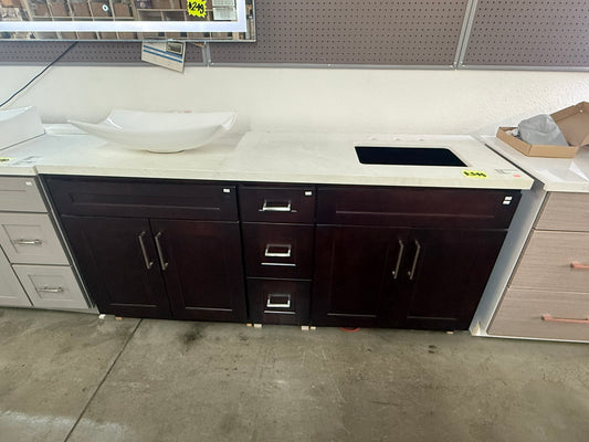 [CLEARANCE] 72" Espresso Shaker Vanity with 3 Drawers [BASE ONLY]