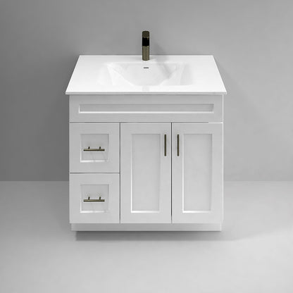 RTA White Shaker 36" Freestanding Bathroom Vanity Combo Base with Optional Quartz or Ceramic Countertop