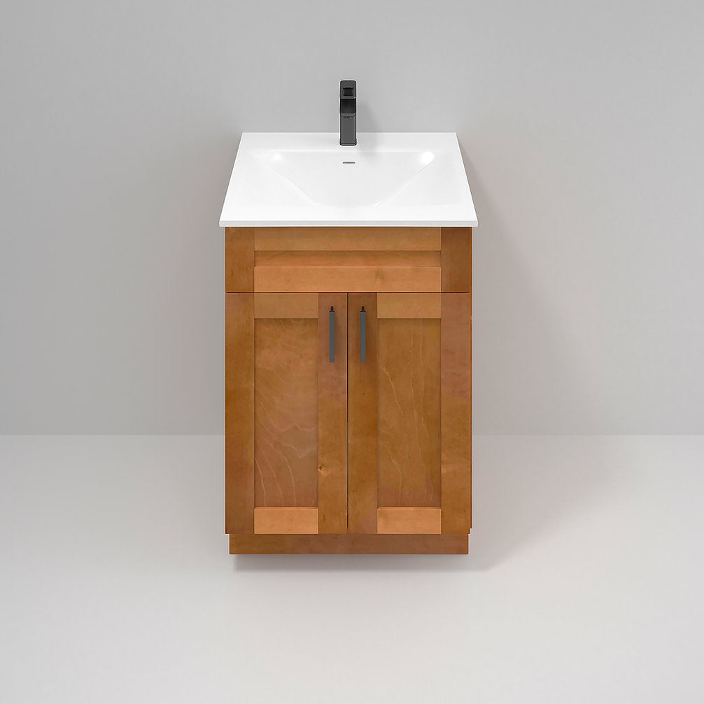 RTA Maple Shaker 24" Freestanding Bathroom Vanity Sink Base with Optional Quartz or Ceramic Countertop