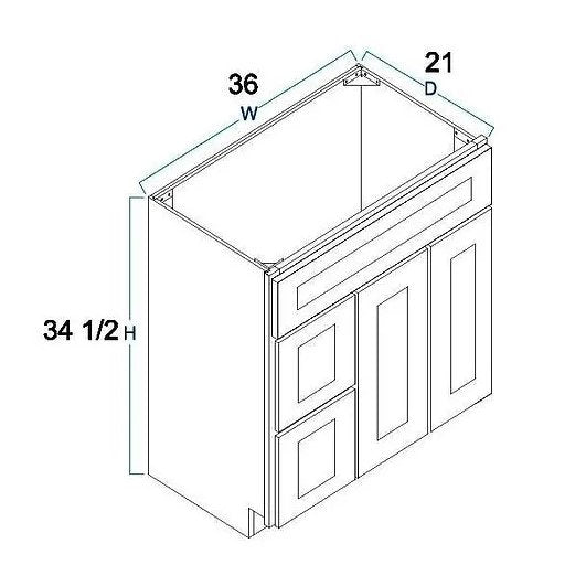 RTA Maple Walnut Raised Panel 36" Freestanding Bathroom Vanity Combo Base with Optional Quartz or Ceramic Countertop