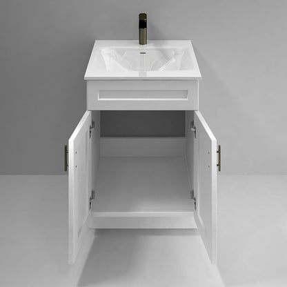 RTA White Shaker 24" Freestanding Bathroom Vanity Sink Base with Optional Quartz or Ceramic Countertop