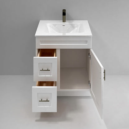 RTA White Shaker 30" Freestanding Bathroom Vanity Combo Base with Optional Quartz or Ceramic Countertop