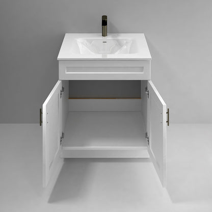 RTA White Shaker 30" Freestanding Bathroom Vanity Sink Base with Optional Quartz or Ceramic Countertop