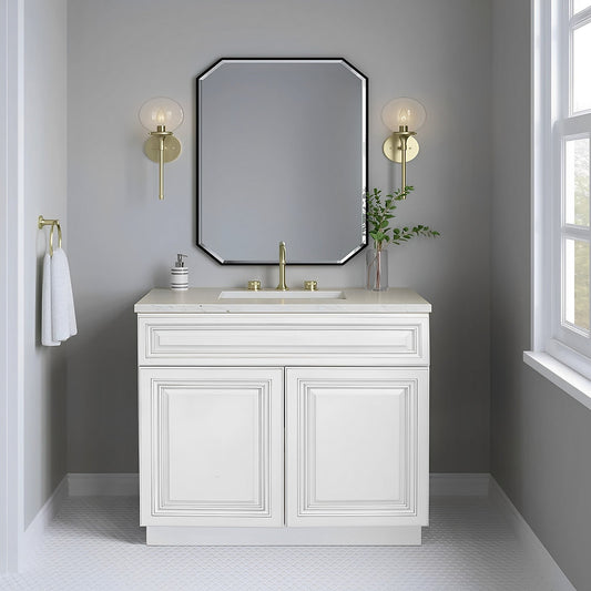 RTA Antique White Raised Panel 36" Freestanding Bathroom Vanity Sink Base with Optional Quartz or Ceramic Countertop