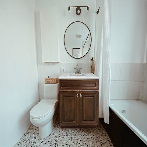 RTA Maple Walnut Raised Panel 24" Freestanding Bathroom Vanity Sink Base with Optional Quartz or Ceramic Countertop