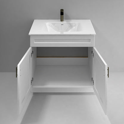 RTA White Shaker 36" Freestanding Bathroom Vanity Sink Base with Optional Quartz or Ceramic Countertop