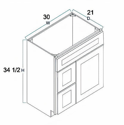 RTA Antique White Raised Panel 30" Freestanding Bathroom Vanity Combo Base with Optional Quartz or Ceramic Countertop