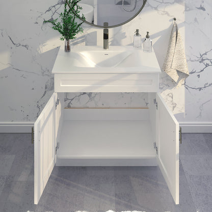 RTA White Shaker 36" Freestanding Bathroom Vanity Sink Base with Optional Quartz or Ceramic Countertop