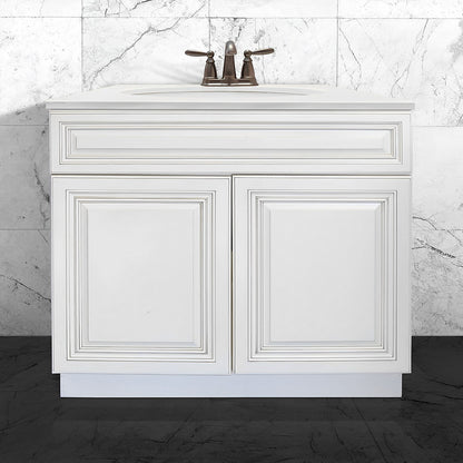 RTA Antique White Raised Panel 36" Freestanding Bathroom Vanity Sink Base with Optional Quartz or Ceramic Countertop