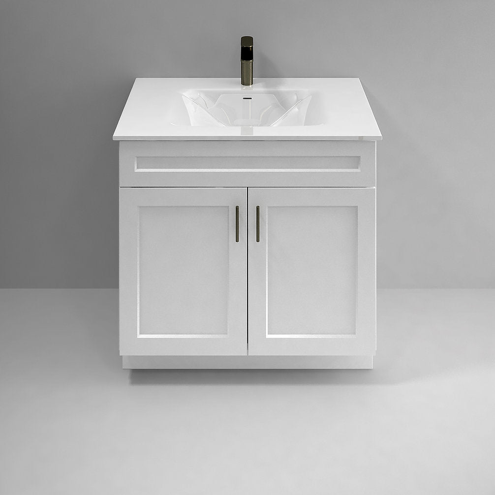 RTA White Shaker 36" Freestanding Bathroom Vanity Sink Base with Optional Quartz or Ceramic Countertop