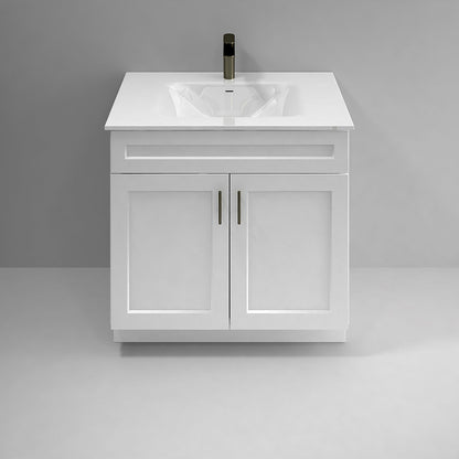RTA White Shaker 36" Freestanding Bathroom Vanity Sink Base with Optional Quartz or Ceramic Countertop