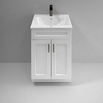 RTA White Shaker 24" Freestanding Bathroom Vanity Sink Base with Optional Quartz or Ceramic Countertop