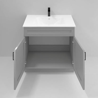 RTA Light Grey Shaker 36" Freestanding Bathroom Vanity Sink Base with Optional Quartz or Ceramic Countertop