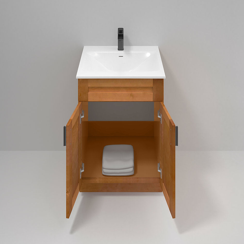 RTA Maple Shaker 24" Freestanding Bathroom Vanity Sink Base with Optional Quartz or Ceramic Countertop
