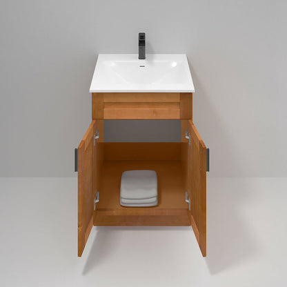RTA Maple Shaker 24" Freestanding Bathroom Vanity Sink Base with Optional Quartz or Ceramic Countertop
