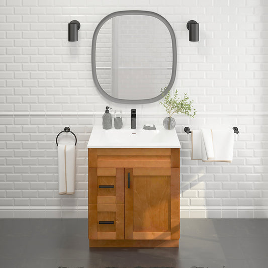 RTA Maple Shaker 30" Freestanding Bathroom Vanity Combo Base with Optional Quartz or Ceramic Countertop