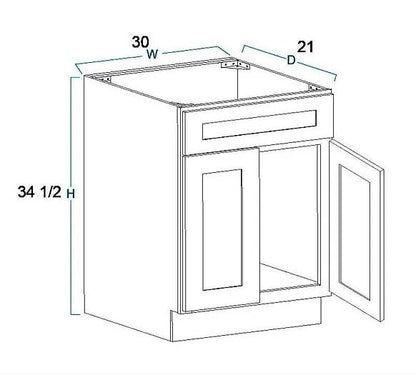 RTA Antique White Raised Panel 30" Freestanding Bathroom Vanity Sink Base with Optional Quartz or Ceramic Countertop