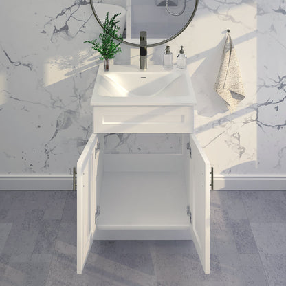 RTA White Shaker 24" Freestanding Bathroom Vanity Sink Base with Optional Quartz or Ceramic Countertop