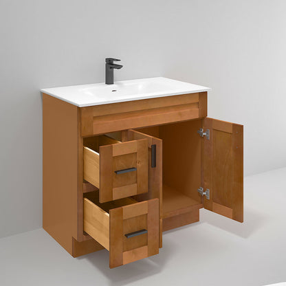 RTA Maple Shaker 36" Freestanding Bathroom Vanity Combo Base with Optional Quartz or Ceramic Countertop