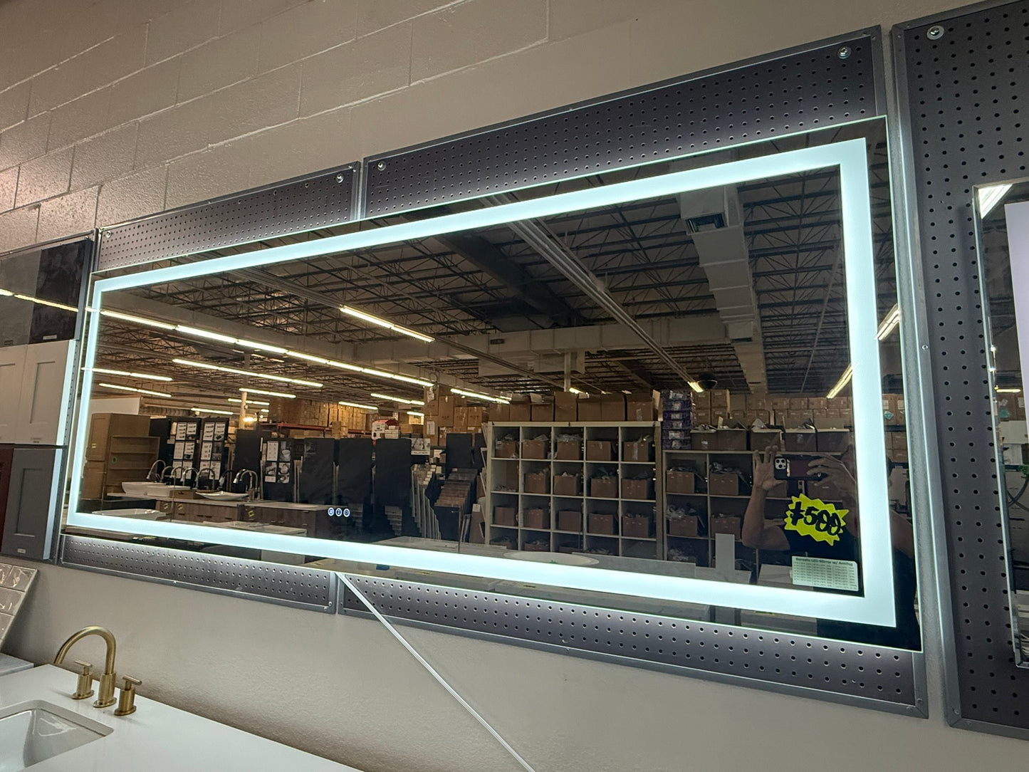 [CLEARANCE] 96"W x 36"H Borealis LED Mirror with Adjustable Light Settings and Anti-Fog Function
