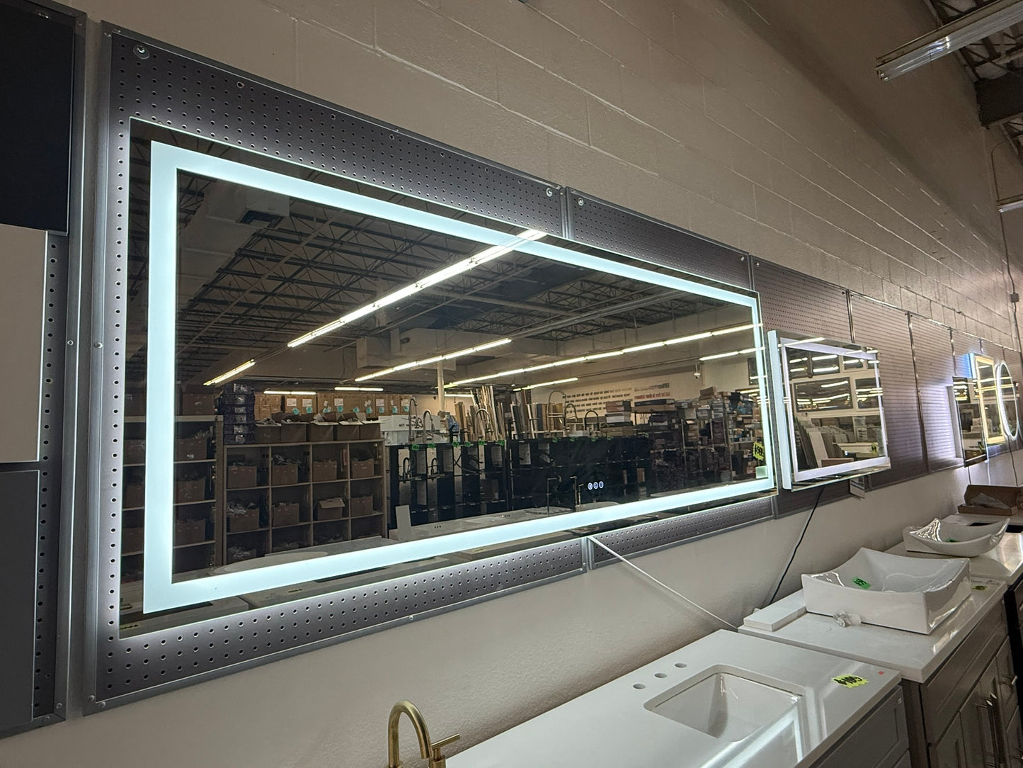[CLEARANCE] 96"W x 36"H Borealis LED Mirror with Adjustable Light Settings and Anti-Fog Function